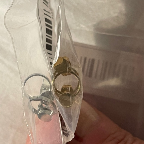 2 pairs Stainless Steel Round Smooth Stud Earrings, gold & steel, NWT - Picture 10 of 11